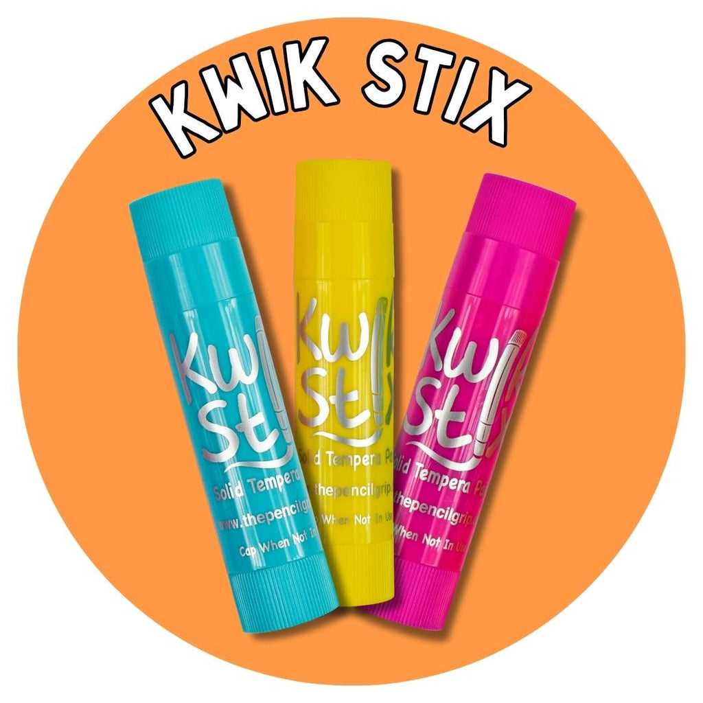 orange circle with kwik stix in white text and 3 kwik stix in image