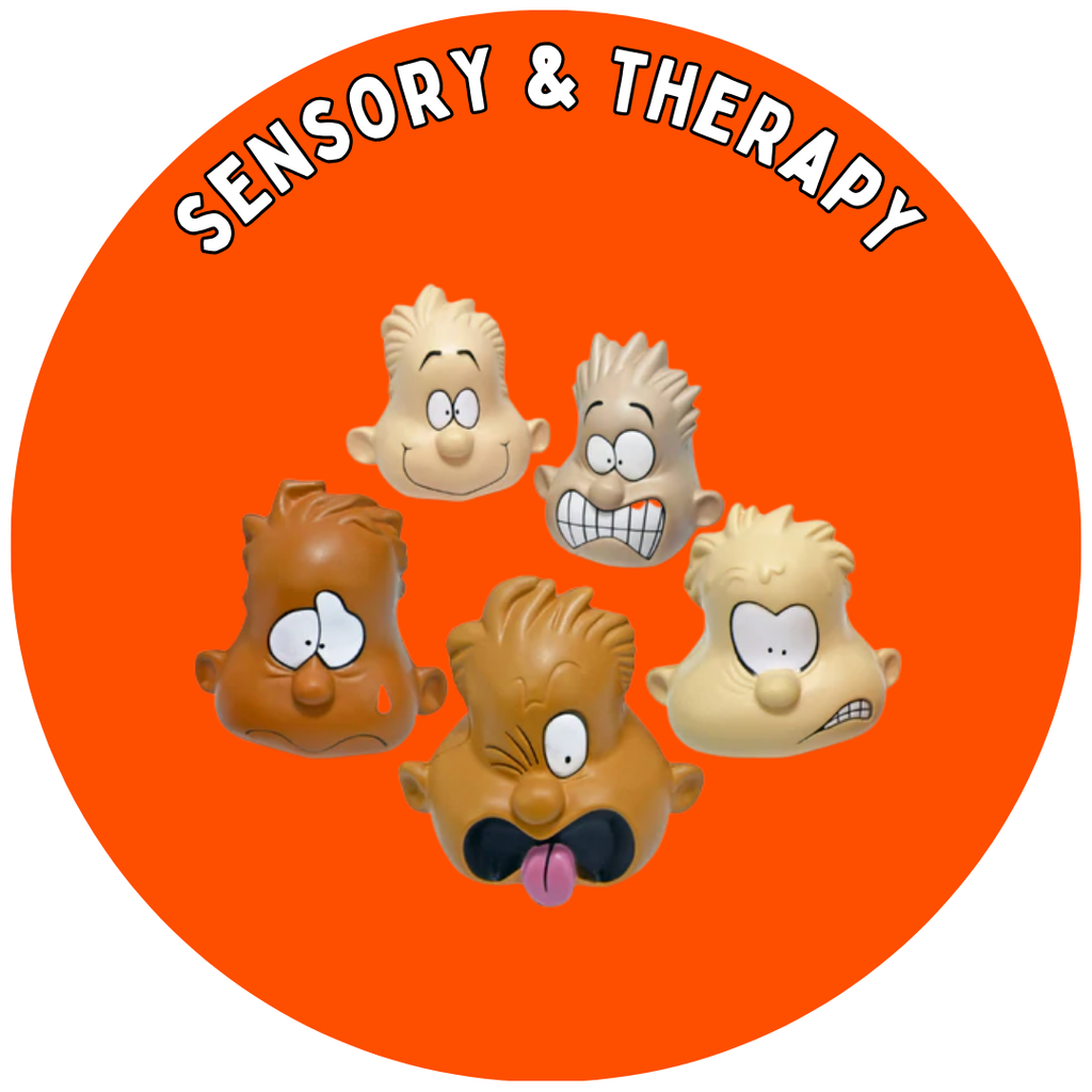 blue circle reading sensory and therapy with feeling head image