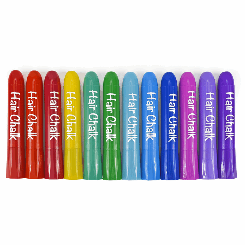 12 pack hair color chalk that works on light and dark hair, gives instant color and easy to apply and wash out