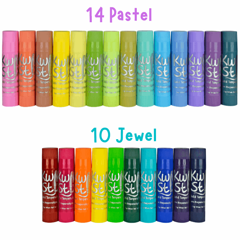 14 pastel kwik stix and 10 jewel kwik stix