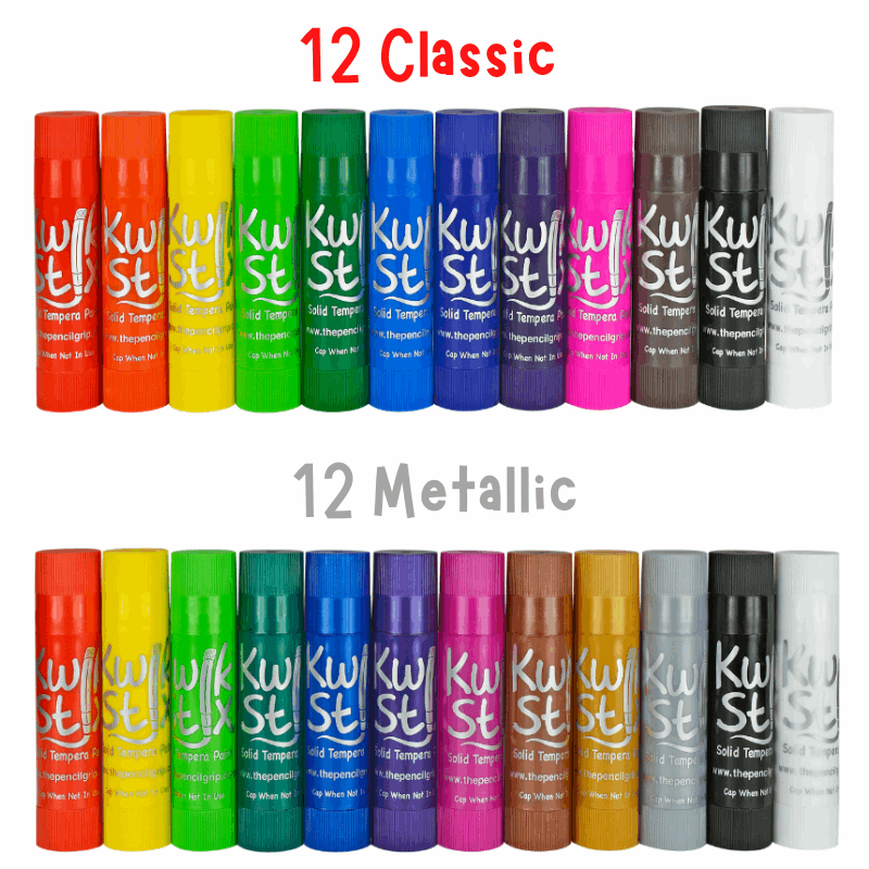 12 classic and 12 metallic kwik stix