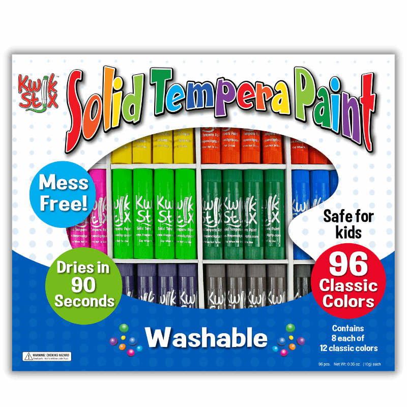 Kwik Stix Solid Tempera Paint Sticks, Class Pack Set of 96 Classic Colors