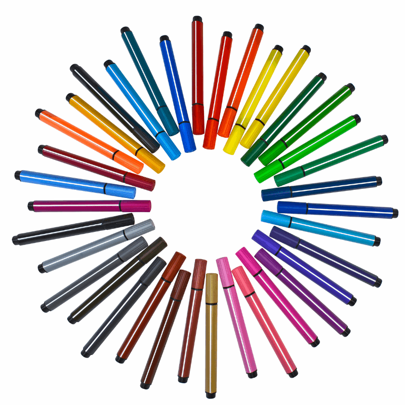 36 magic stix markers in a circle