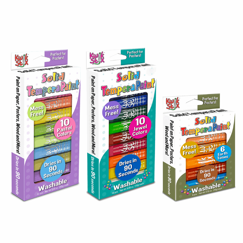 10 pastel, 10 jewel, 6 earth tone kwik stix packs