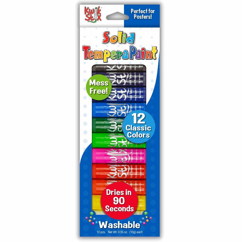 Kwik Stix Solid Tempera Paint Sticks, Set of 12 Classic Colors, crafts for kids