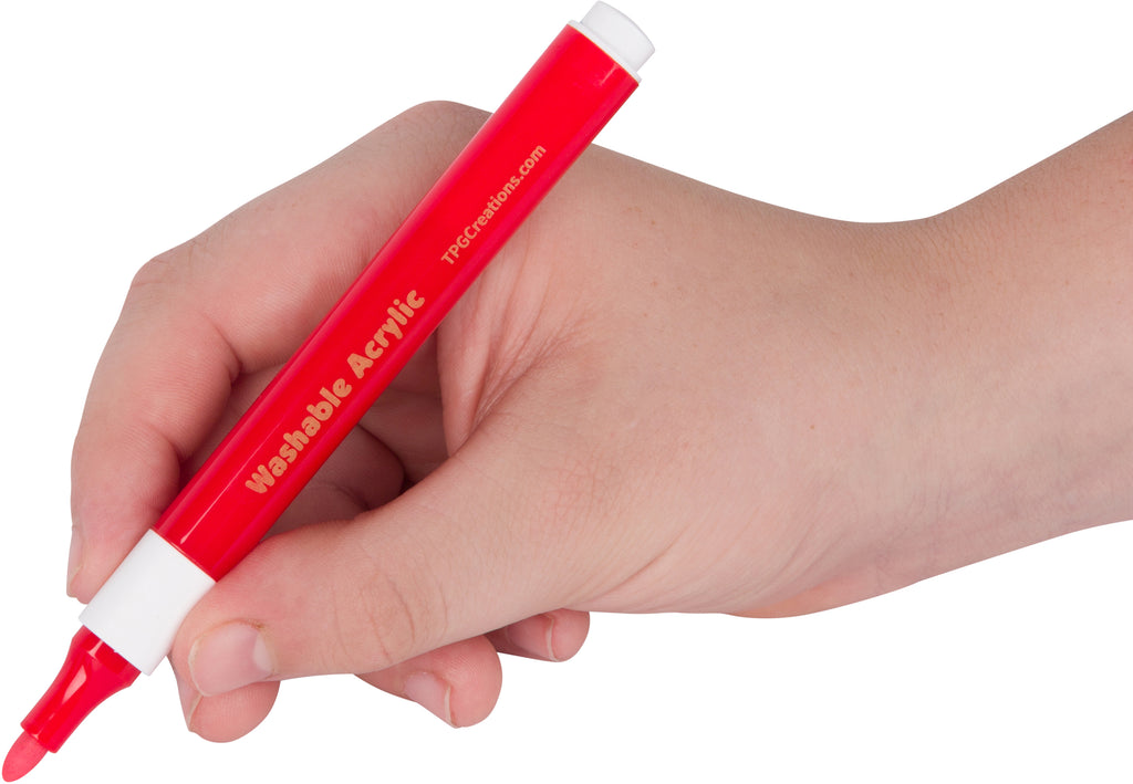 acrylic markers washable red marker in hand