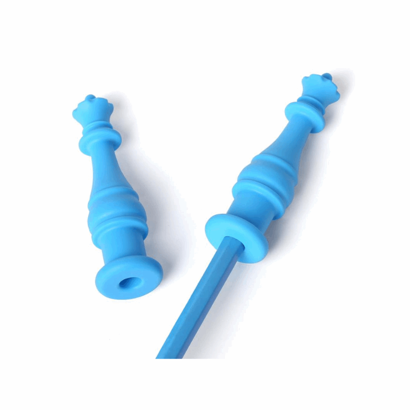 blue chess piece shaped silicone chewable pencil topper 