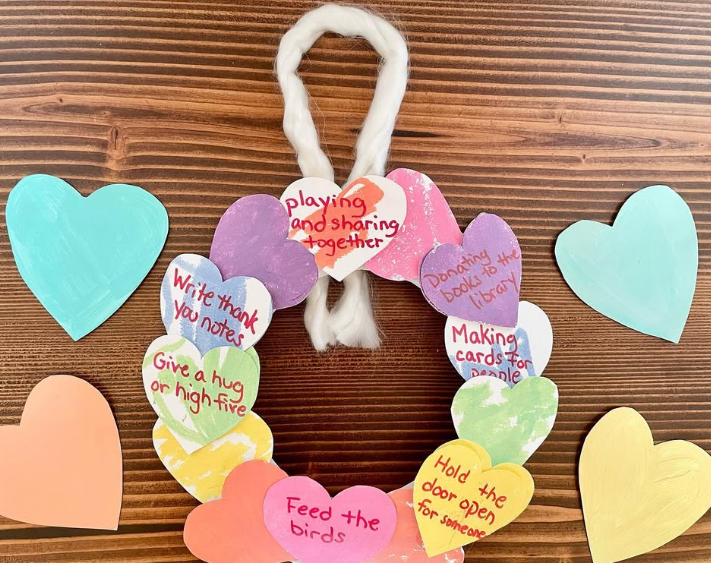 pastel heart wreath craft