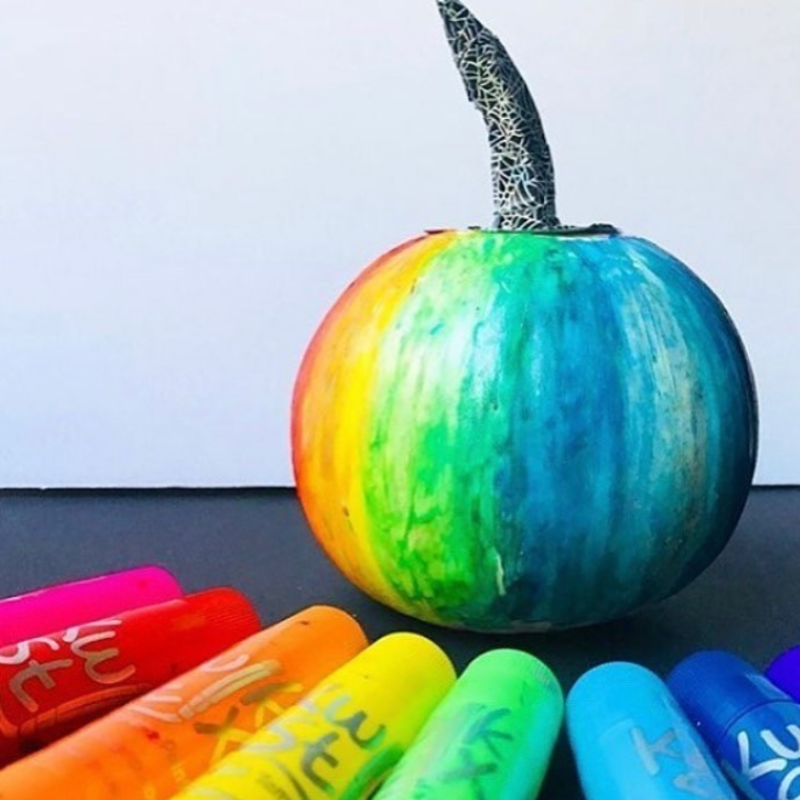 rainbow gradient painted pumpkin