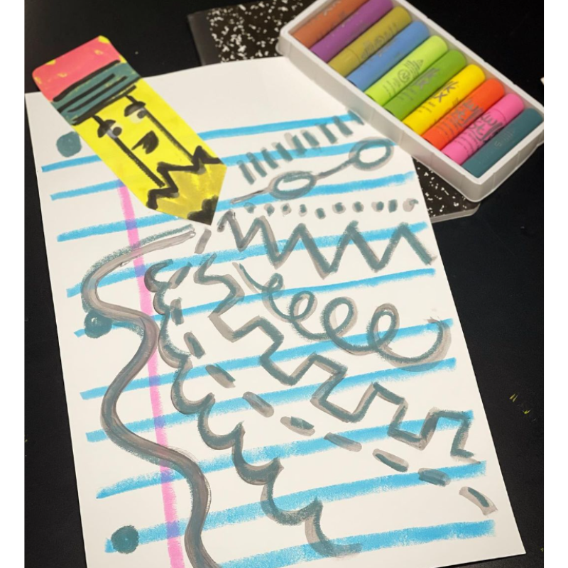 lined paper craft for back to school using Kwik Stix