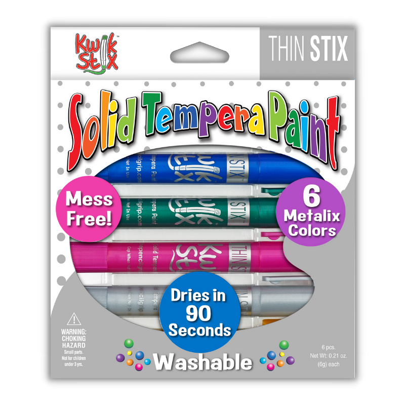 6 pack metallic thin stix solid tempera paint pens 