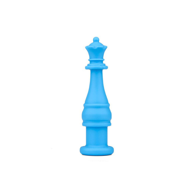 blue chess piece shaped silicone chewable pencil topper 