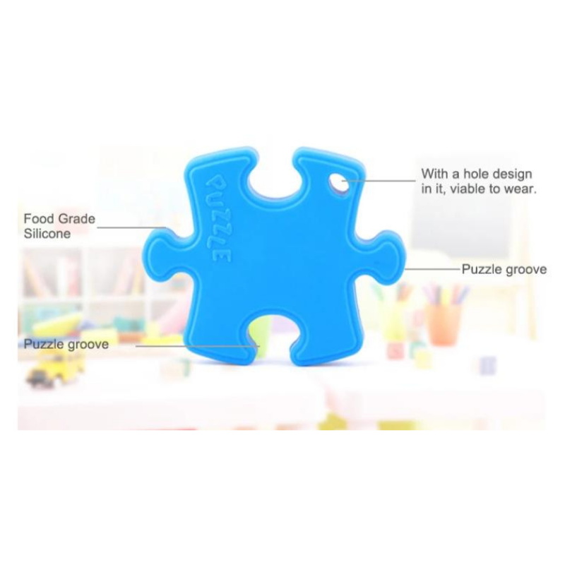 silicone puzzle piece blue teether