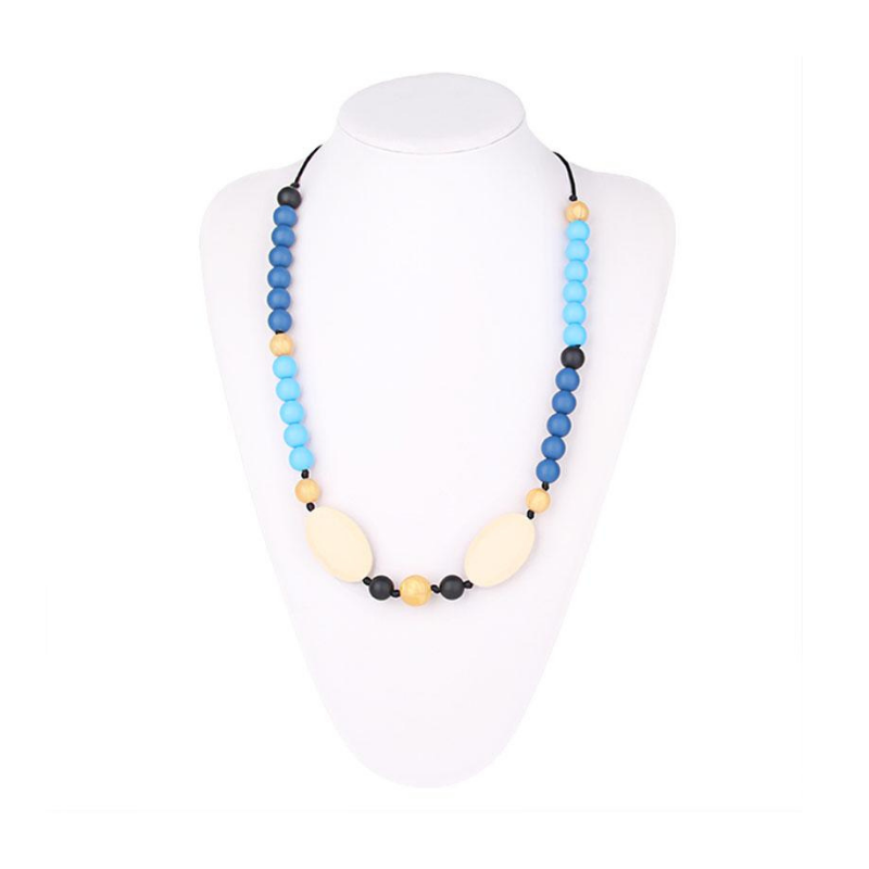 Silicone Beaded Oval Style Teething Necklace